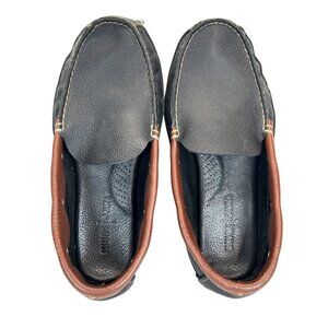 Minnetonka Driving Moccasins Mens 10 Black Brown‎ Leather Rubber Sole